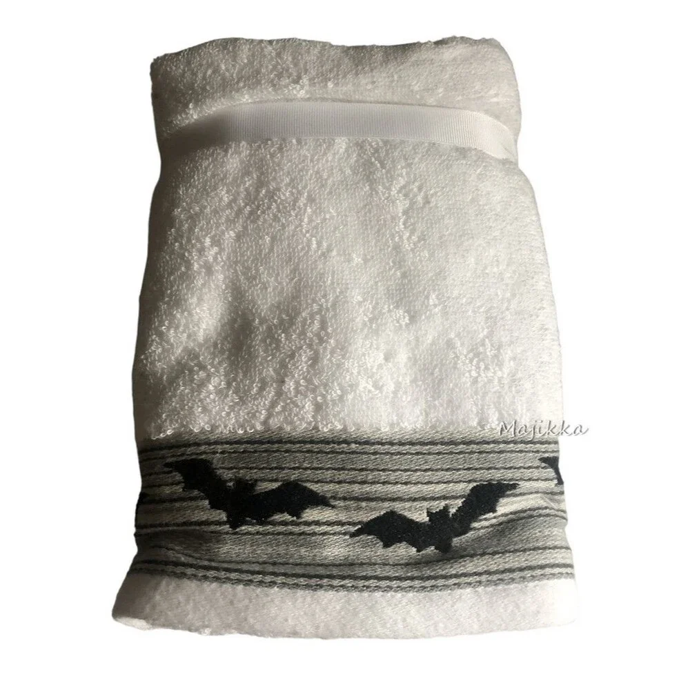 Halloween Hand Towels Black Bat Scary Spooky Well Dressed Home Set of 2